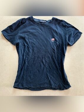 Brandy Melville Navy Short Sleeve Tee with Small Flag Patch